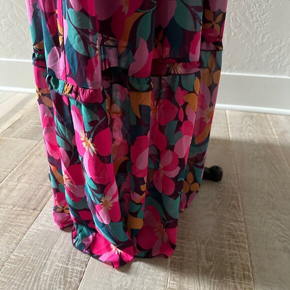 MELLODAY | Womens Colorful Midi Ruffled Tiered Smocked Bodice Dress Small Boho - Picture 11 of 15